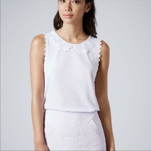 Topshop White Lace Collar Sleeveless Top